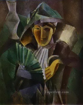  man - Woman with a Fan 1909 cubist Pablo Picasso